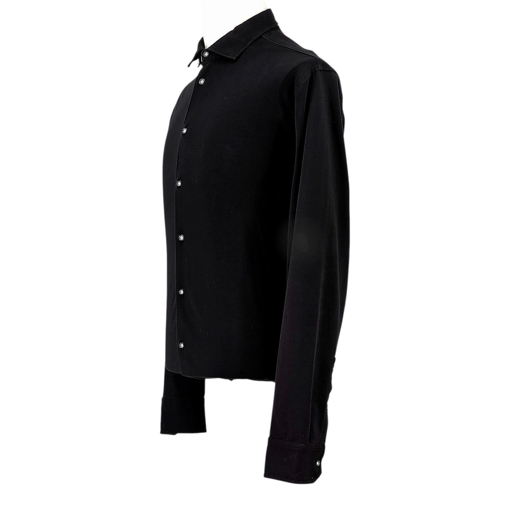 Quiet Luxury Buki Collection Knit Shirt Mens Large Black Supima Stretch - Picture 2 of 13
